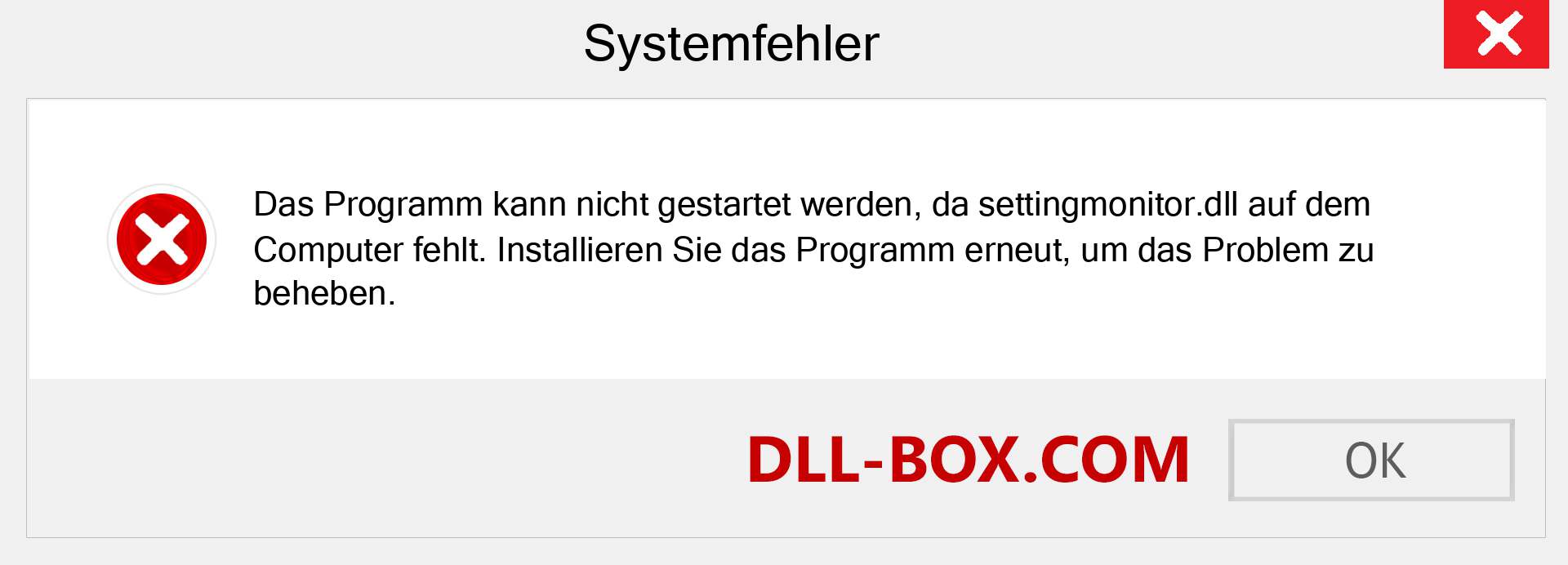 settingmonitor.dll-Datei fehlt?. Download für Windows 7, 8, 10 - Fix settingmonitor dll Missing Error unter Windows, Fotos, Bildern