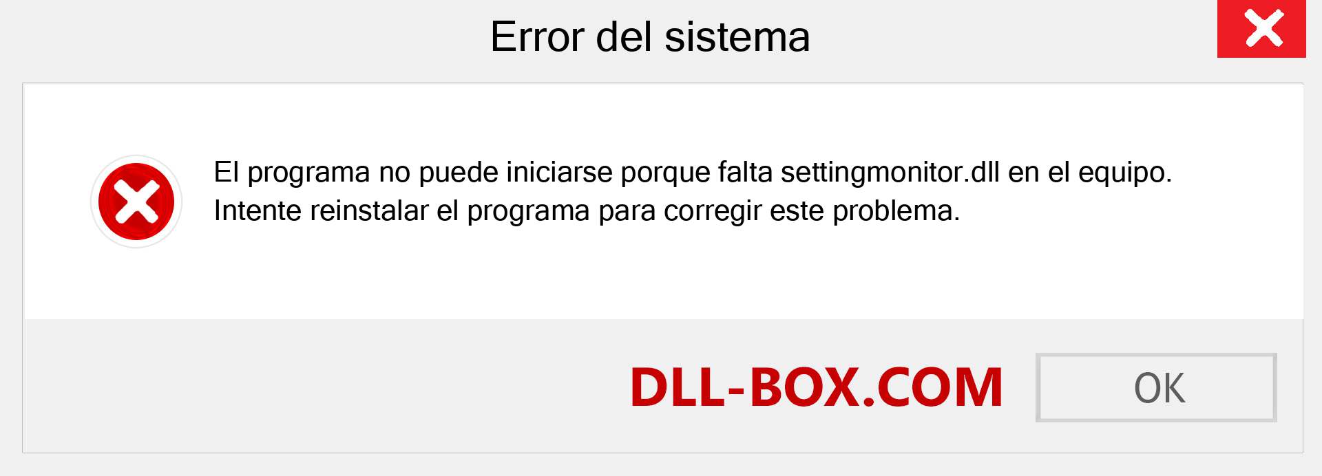 ¿Falta el archivo settingmonitor.dll ?. Descargar para Windows 7, 8, 10 - Corregir settingmonitor dll Missing Error en Windows, fotos, imágenes